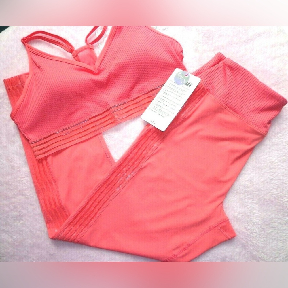 PINK Victoria's Secret Coral Sports Bra Seamless & Leggings Set
